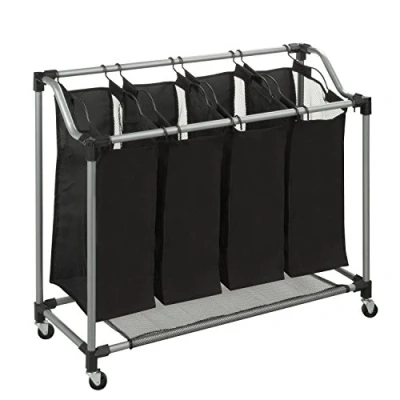 Image of Honey Can Do SRT 01682 Deluxe Quad Sorter Mesh Bags, Steel, Black, 32.5 x 37.75 Inch