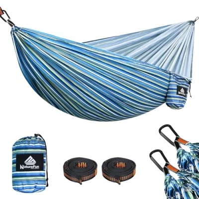 Image of NATUREFUN Ultra Light Travel Camping Hammock 300kg Load Capacity,Breathable,Quick drying Portable 2 x Premium Carabiners,2 Nylon Slings Included Outdoor Indoor Garden