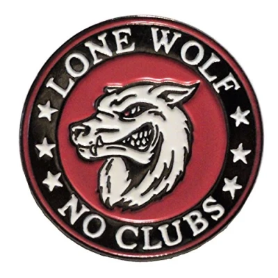 Image of Lone Wolf No Clubs Biker Rocker Metal Enamel Motorcycle Badge