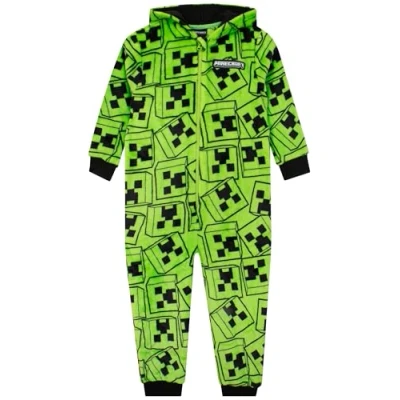 Image of Minecraft Boys Onesie Creeper Multicoloured 7 8 Years