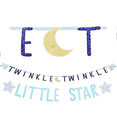 Image of Amscan 120392 Twinkle Little Star Baby&#039;s Birthday Party Letter Banners Decorations 2 Pack