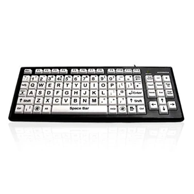 Image of Accuratus Monster 2 French USB High Contrast Vision Impairment Keyboard with Extra Large Layout AZERTY Keys &amp; Port Hub