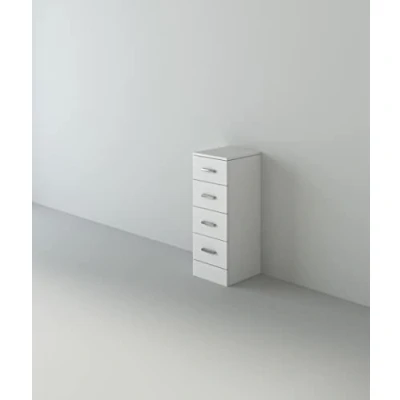 Image of VeeBath Linx Free Standing 4 Drawer Bathroom Cupboard High Gloss White Storage Furniture Cabinet Unit 300 x 330mm