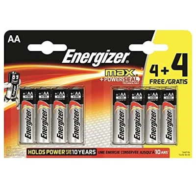 Image of Energizer 632857 Max AA Alkaline 4+4 Batteries, 1.5 V