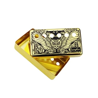 Image of Guyker Humbucker Pickup Cover (50mm/52mm Pole Spacing) Cupronickel Bridge and Neck Pickups Frame Set Replacement Parts for Les Paul LP Style Electric Guitar, Eagle Style, Gold