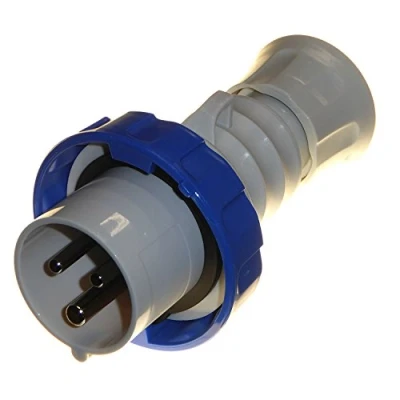 Image of Gewiss GW60026H 16 Amp 3 Pin Industrial Plug IP67 Weatherproof 250 Volt Blue, Used With Caravan, Camping, Tents