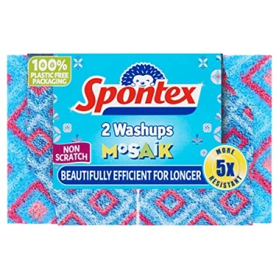 Image of Spontex Washups Mosaik Non Scratch Sponge Scourer, Pack of 2