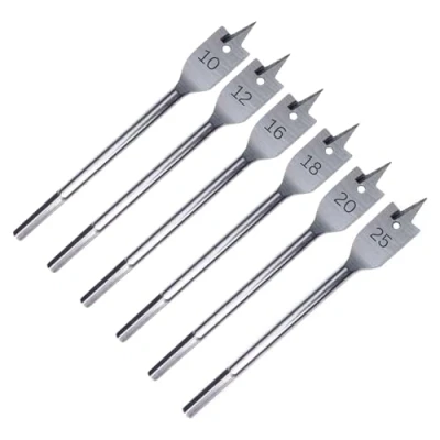 Image of UK Drills Flat Bit Set 6pcs Wood Fully Hardened Woodworking