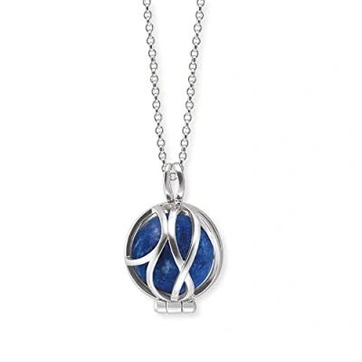 Image of Engelsrufer Women&#039;s necklace made of Sterling silver and power stone ball pendant, lobster clasp, adjustable in three lengths, nickel free, 50cm, Silver, Lapis Lazuli