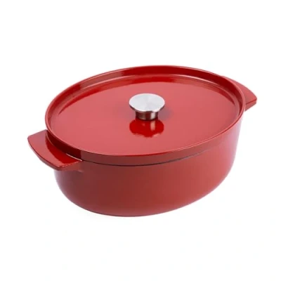 Image of KitchenAid Cast Iron Empire Red Non Stick 30cm Oval Casserole Dish with Lid