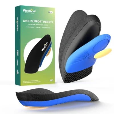 Image of Heel Cups Plantar Fasciitis Inserts Welnove Arch Support Cushions for Pain,Heel Spur,Achilles Tendon,Shock Absorption Orthotic Shoes Women&#039;s 3.5 7.5, Men&#039;s 5 7