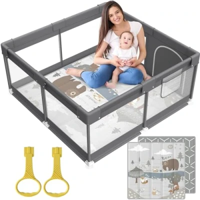 Image of Baby playpen with mat (47 * 47inch Dark Gray)
