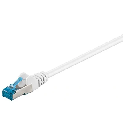 Image of goobay 92708 CAT 6a Patch Cable Ethernet Double Shielded S FTP up to 10000 Mbits, 500 Mhz, Halogen Free Copper Cable, RJ 45 Plug, Gold Plated Contacts, 0.5 m, White