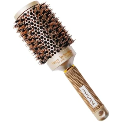 Image of Round Hair Brush Blow Drying Ionic Boar Bristles Anti Static for Drying,Curling &amp; Straightening