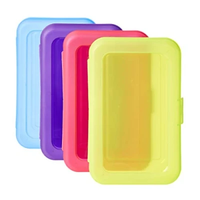 Image of Amazon Basics Pencil Box, Pack of 4, Multi Color, Solid