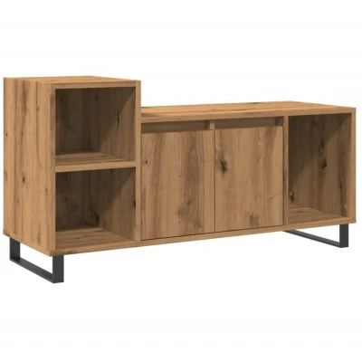 Image of vidaXL TV Cabinet Stand Artisan Oak Console with Ample Storage for Living Room/Office, Engineered Wood &amp; Metal Media Unit, 100x35x55 cm