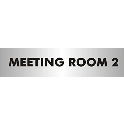 Image of Seco Meeting Room 2 Sign, 190mm x 45mm 2mm Brushed Aluminium Effect Acrylic