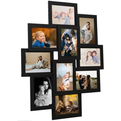 Image of vidaXL Collage Photo Frame for 10x(13x18 cm) Picture Black MDF