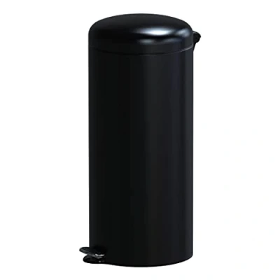 Image of KITCHEN MOVE 905567E Black SS Urban Pedal Bin 30 L Diameter 29 x H 66 cm stainless steel with Bucket Blue, ABS, Black, Ø29xH66cm