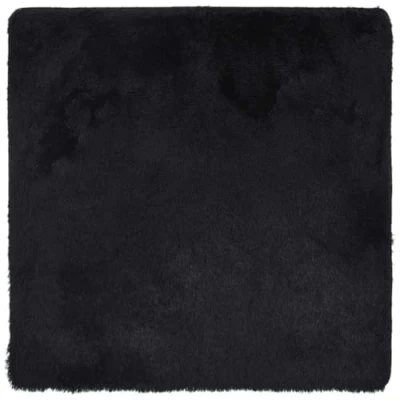 Image of vidaXL Shaggy Rug 160x160 cm Square Black High Pile Polyester Carpet for Living Room &amp; Bedroom