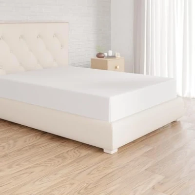 Image of Amazon Basics 100% Cotton Jersey Fitted Sheet, Deep Pocket 12 inch (30 cm), 140 x 200 cm, White