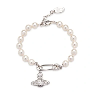 Image of Vivienne Westwood Safety Pin Lucrece Pearl Bracelet 17.5cm