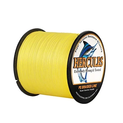 Image of Hercules Super Strong 500M 547 Yards Braided Fishing Line 40 LB Test for Saltwater Freshwater PE Braid Fish Lines 4 Strands Yellow, 40LB (18.1KG), 0.32MM