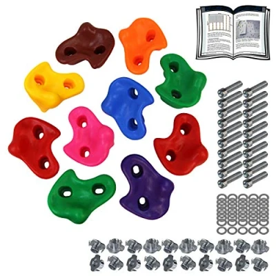 Image of ALPIDEX Children&#039;s climbing holds, load capacity up to 200 kg, Mounting material included, different quantities multicolored 10 pieces