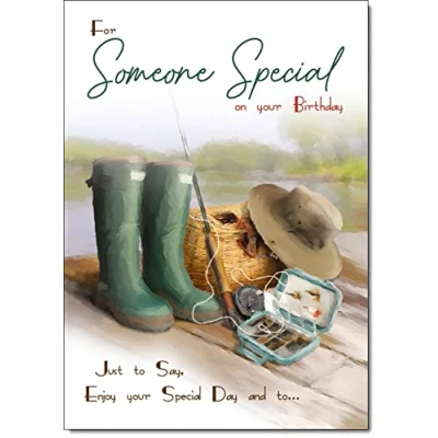 Image of doodlecards Someone Special Birthday Card Fishing Medium Size with Plain Envelope