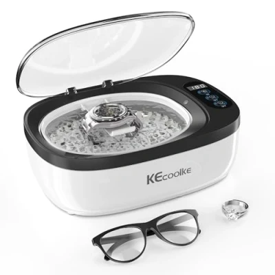 Image of KECOOLKE Ultrasonic Jewelry Cleaner, 750ml Sonic Cleaner with Digital Timer for Eyeglasses, Rings, Coins, Silver, Solution Gifts