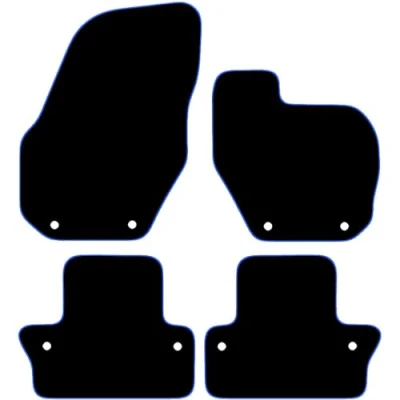 Image of Carsio Carpet Car Mats For Volvo V60 2011 2018 (Manual) 4 Piece Set Tailored Fit Floor Mat Complete Accessory Black Custom Fitted All Weather, Anti Slip Backing &amp; Blue Trim