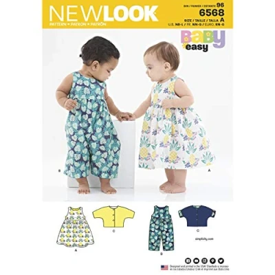 Image of New Look Pattern 6568 Babies&#039; Dress, Romper and Jacket, White