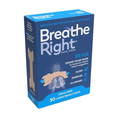 Image of Breathe Right Nasal Strips Original Large 30s Instantly Relieves Congestion Helps Reduce Snoring Drug free