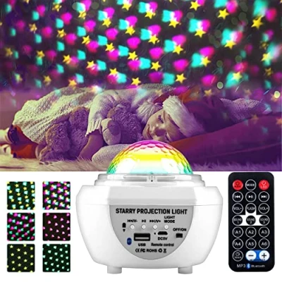 Image of jindaaudio Led Baby Night Lights Projector,Star Light Projector for Kids,360 Timing Sensory Lights,Kids Bedroom with Remote Control, USB Rechargeable Bluetooth Music Speaker