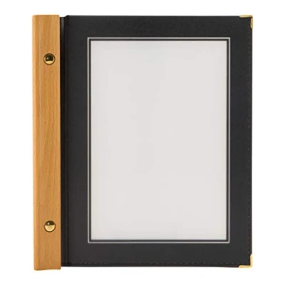 Image of Securit A5 Wood Range Menu Card with 2 Inserts, Black