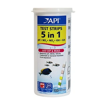 Image of API 5 IN 1 Test Strips Freshwater and Saltwater Aquarium 100 Count Box