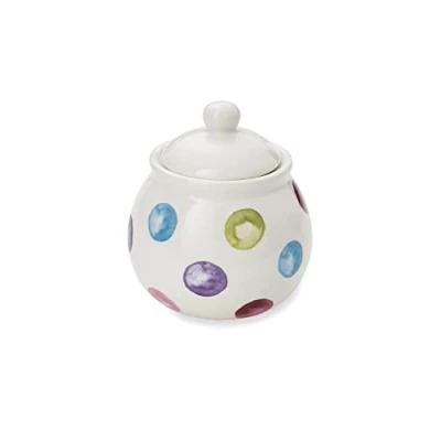 Image of Cooksmart British Designed Sugar Bowl with Lid Ceramic Pot Modern Designs Bowls Lids Perfect for Any Kitchen Spotty Dotty