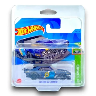 Image of Hot Wheels Custom &#039;68 Camaro (Dark Matt Blue) 2/5 HW Slammed 2023 228/250 (Short Card) COMES IN A KLAS CAR KEEPER PROTECTIVE COLLECTORS CASE HKG68