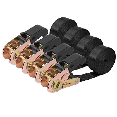 Image of Ayaport Ratchet Straps Tie Downs 2.4M x 25mm Endless Heavy Duty Cargo Nylon Black Ratcheting Strap (No Hook), Down for Motorcycles, Trailer Loads, Kayaks (2.4M 4pcs)