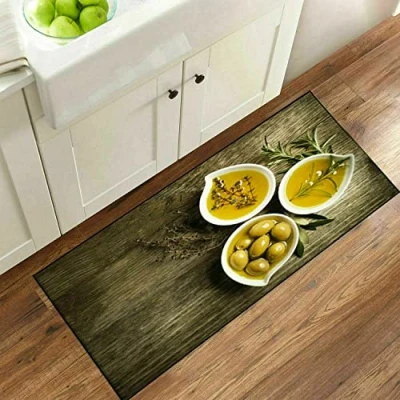 Image of Textile Home 3D Non Slip Kitchen Floor Mats Fruit Washable Rug Small &amp; Large (Fruit Olives, 50 x 70 cm)