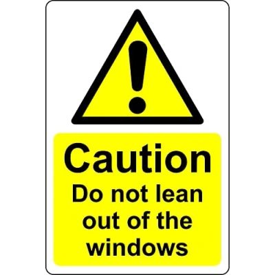 Image of Do not lean out of the windows Safety sign Self adhesive sticker (300mm x 200mm)