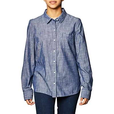 Image of Tommy Hilfiger Women&#039;s Roll Tab Shirt Chambray Button, X Large