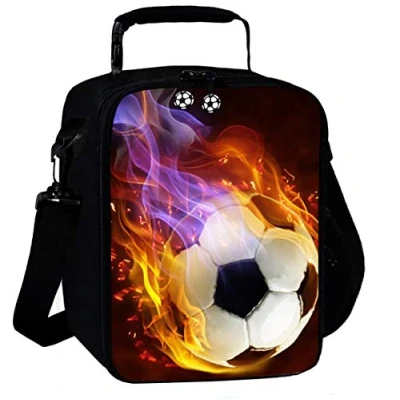Image of 7 Mi 3D Football Kids Reusable Lunch Container Bags Children Box Cooler Thermal for School Insulated Meal Tote Shoulder Bag