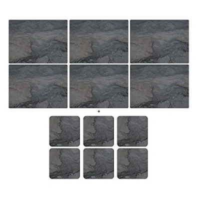 Image of Pimpernel Midnight Slate, 6 Placemats + Coasters