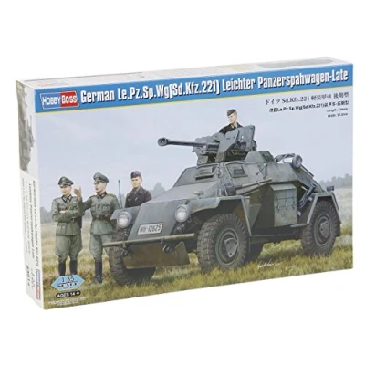 Image of Hobbyboss 83814&quot; German Le.Pz.Sp.Wg Sd.Kfz.221 Leichter Panzerspahwagen Late Plastic Model Kit, Multicoloured, 1:35 Scale
