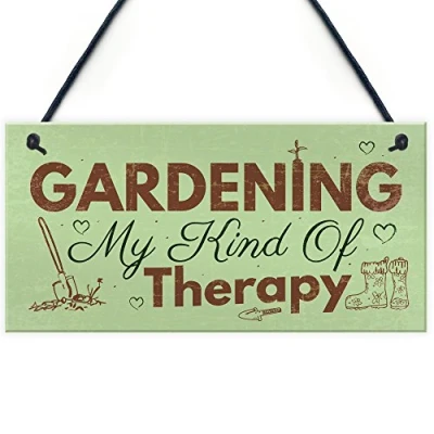 Image of RED OCEAN Gardening My Therapy Novelty Hanging Plaque SummerHouse Sign Garden Shed Friendship Gift