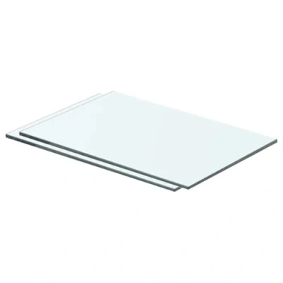 Image of vidaXL Clear Panel Glass Shelves, 2 pcs, 40x20cm, Tempered Glass, Heavy Duty, Modern Display Shelving for Home and Store