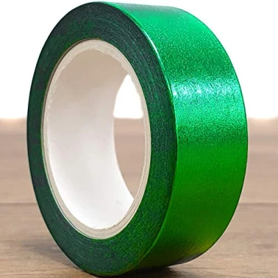 Image of Washi Tape Glitter Decorative Craft Paper Masking Sticky Planner Roll Scrapbook (Emerald Green Foil)