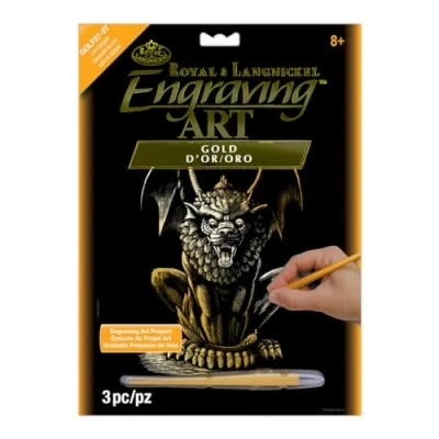 Image of Royal &amp; Langnickel 8 x 10 inch Lion Gargoyle Pre Printed Foil Set Gold