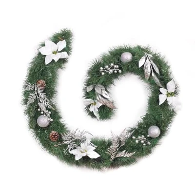 Image of Best Artificial White/Silver Decorated Christmas Garland (6ft Garland)